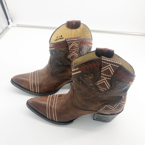 YIPPIE KIYAY by OLD GRINGO Western Aztec Cowboy Ankle Boots Womens 8.5 - Picture 2 of 6
